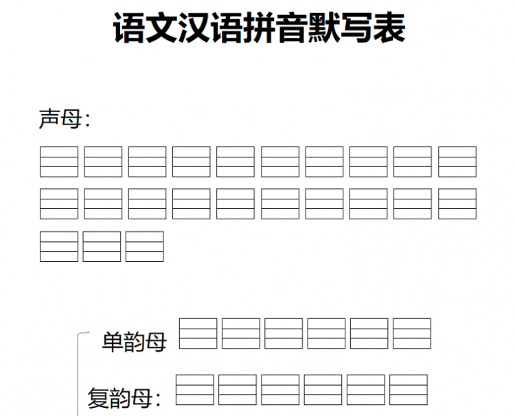 一年级上册语文汉语拼音默写表docx文档